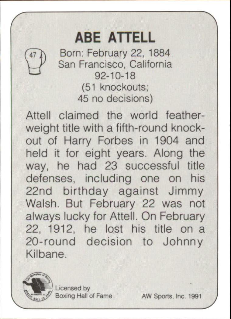 1991 All World #47 Abe Attell back image