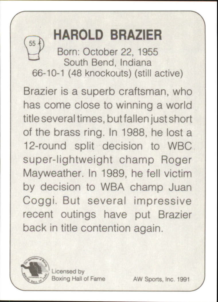 1991 All World #55 Harold Brazier back image