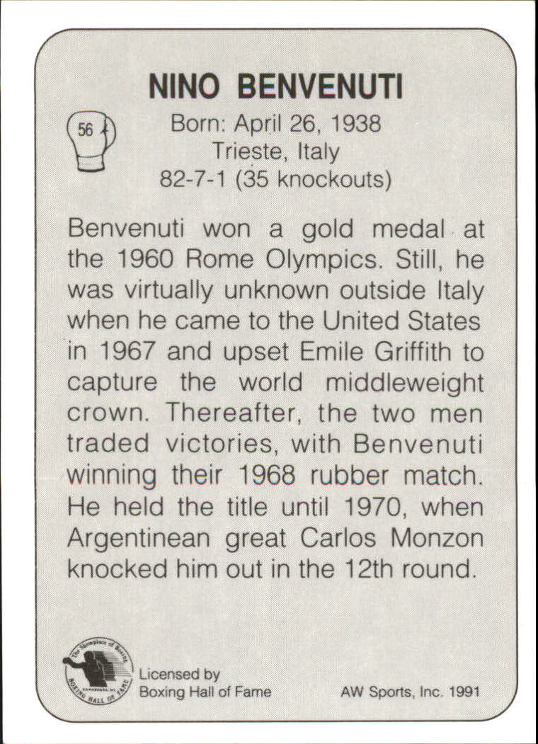 1991 All World #56 Nino Benvenuti back image