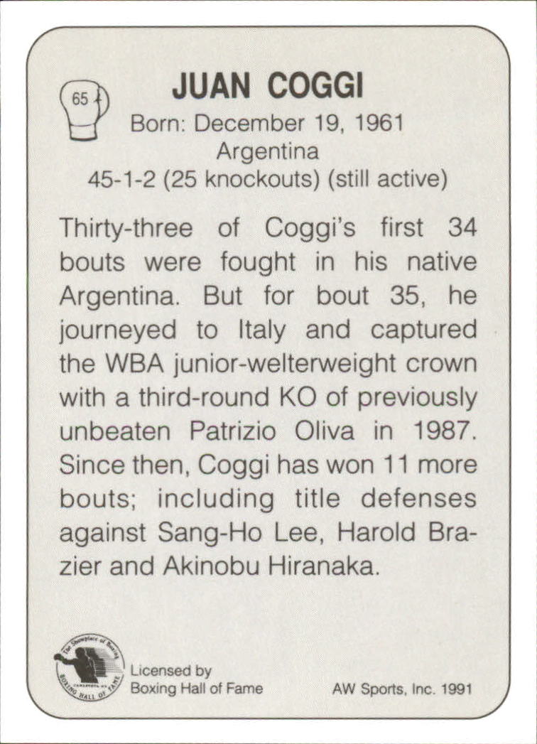 1991 All World #65 Juan Coggi back image