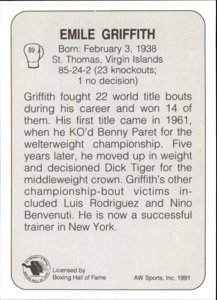 1991 All World #89 Emile Griffith back image