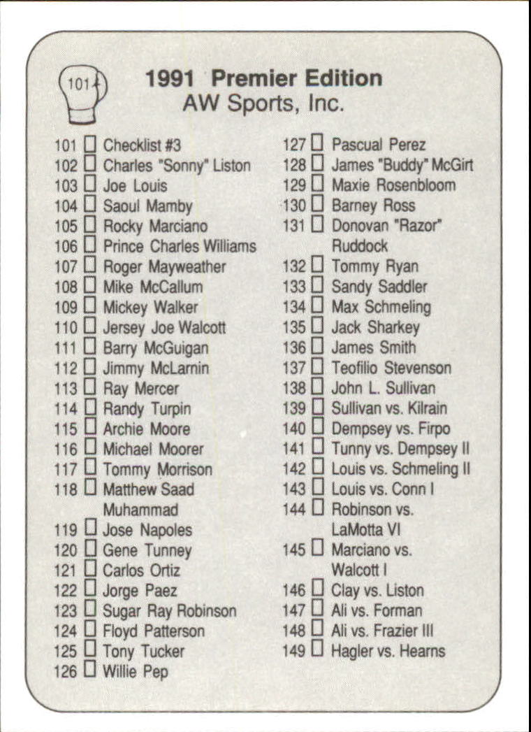 1991 All World #101 Muhammed Ali/Sugar Ray Robinson/Joe Louis CL back image