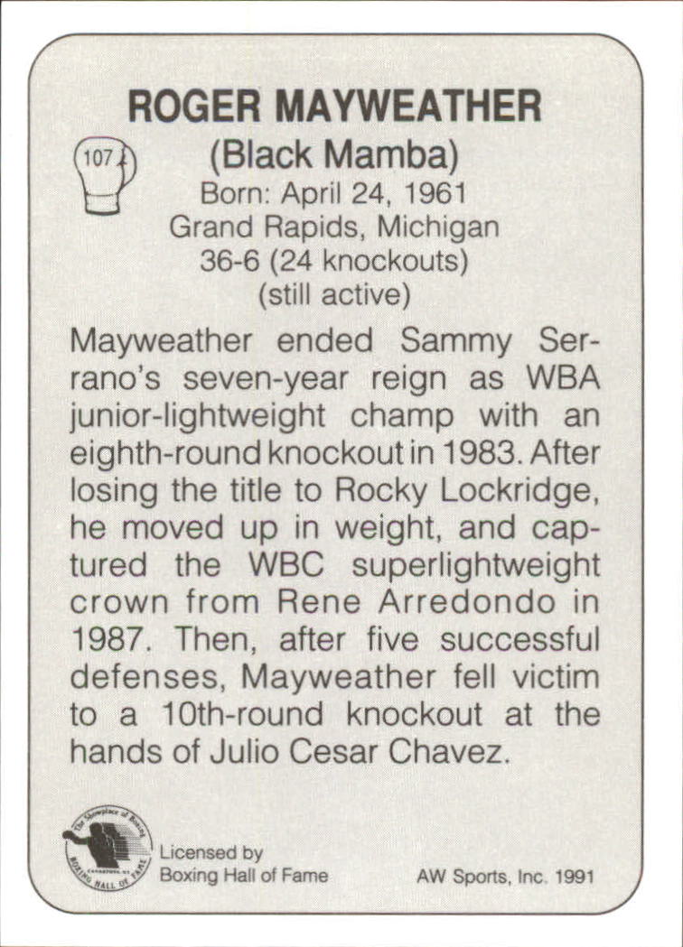 1991 All World #107 Roger Mayweather back image