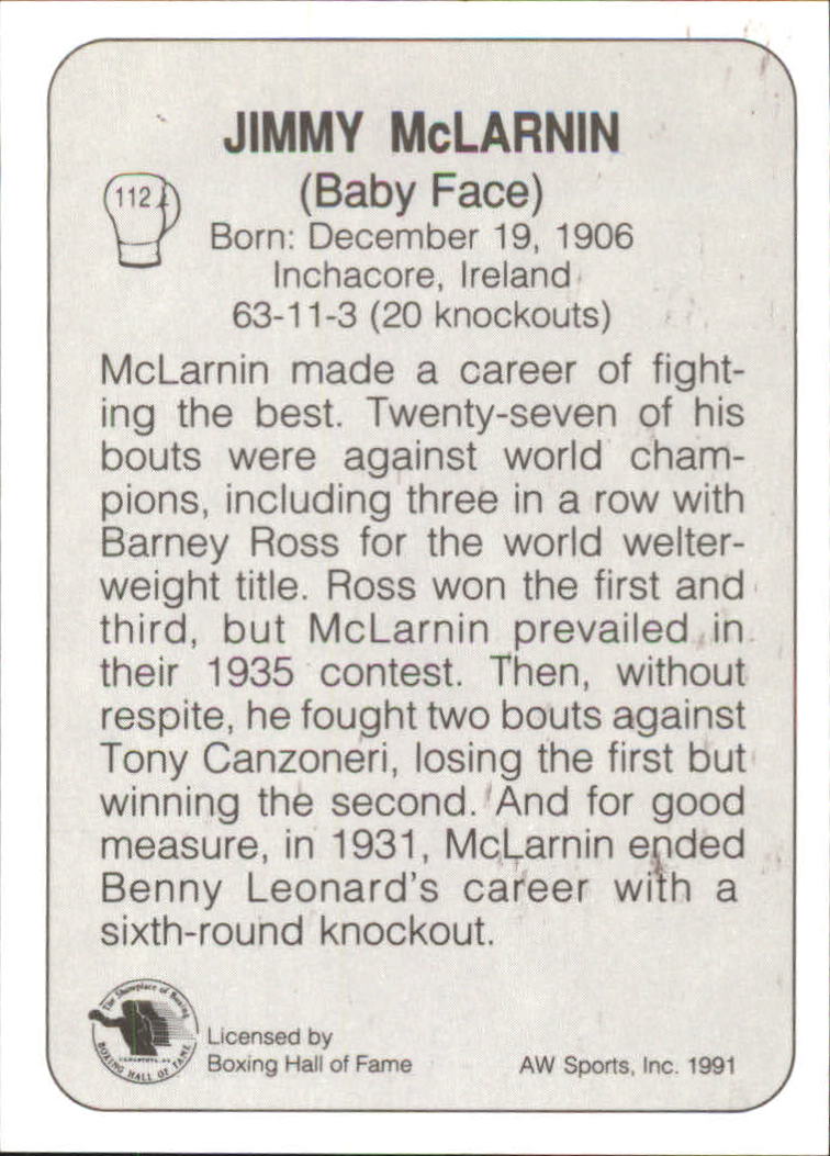 1991 All World #112 Jimmy McLarnin back image