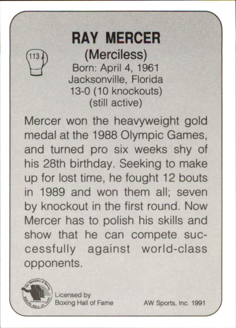 1991 All World #113 Ray Mercer back image