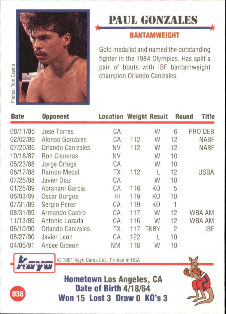 1991 Kayo #38 Paul Gonzales back image