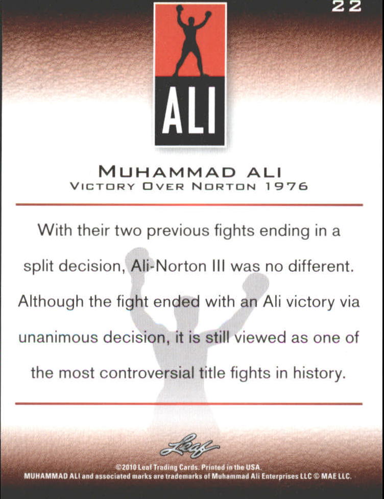 2011 Leaf Muhammad Ali #22 Muhammad Ali back image
