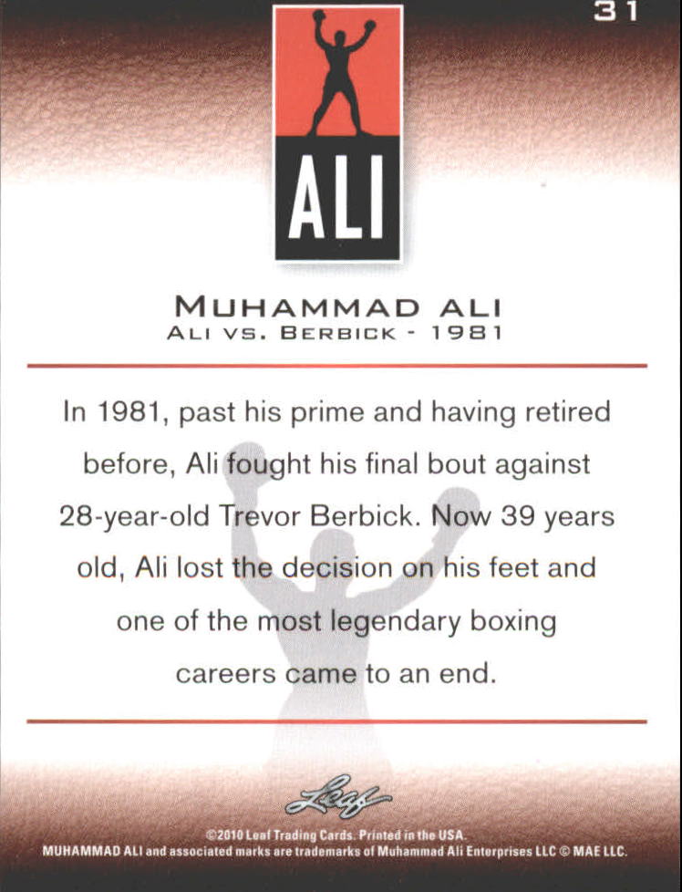 2011 Leaf Muhammad Ali #31 Muhammad Ali back image