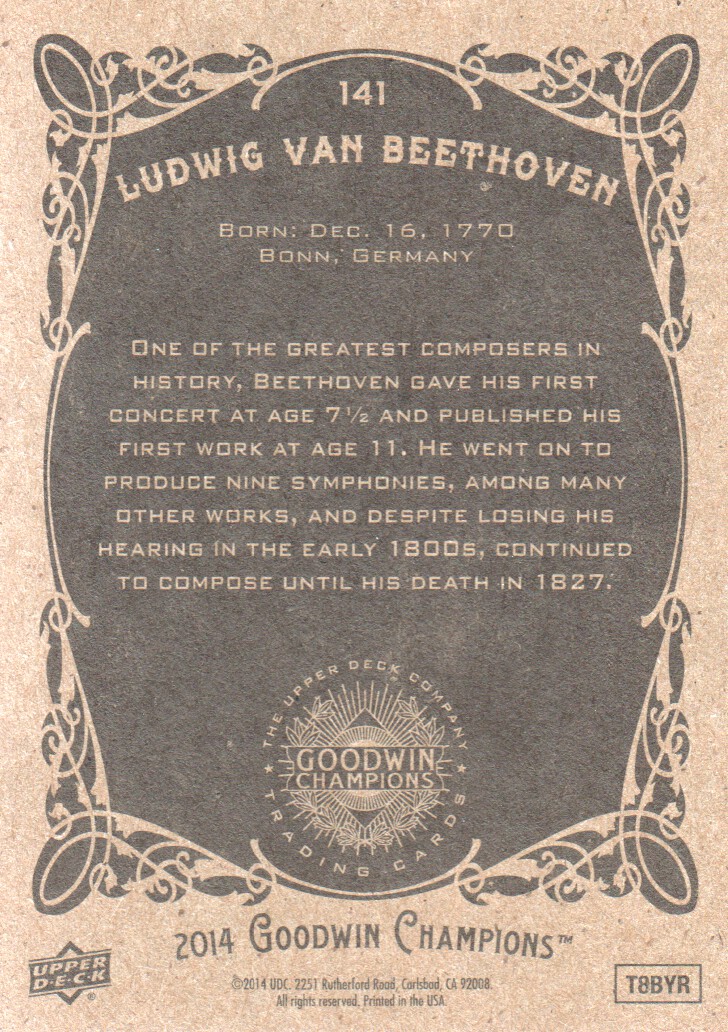 2014 Upper Deck Goodwin Champions #141 Ludwig Van Beethoven SP back image