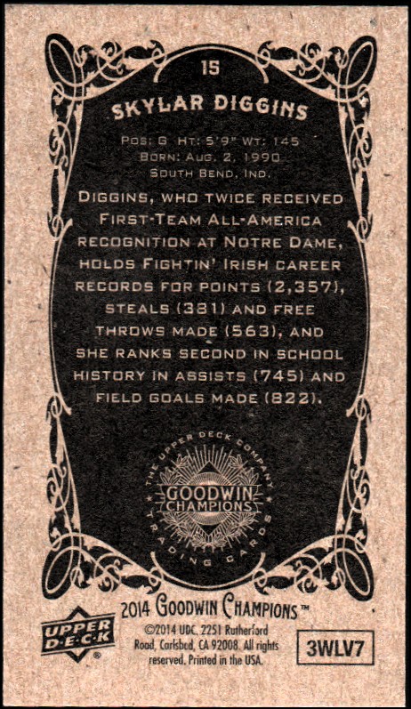 2014 Upper Deck Goodwin Champions Mini #15 Skylar Diggins back image