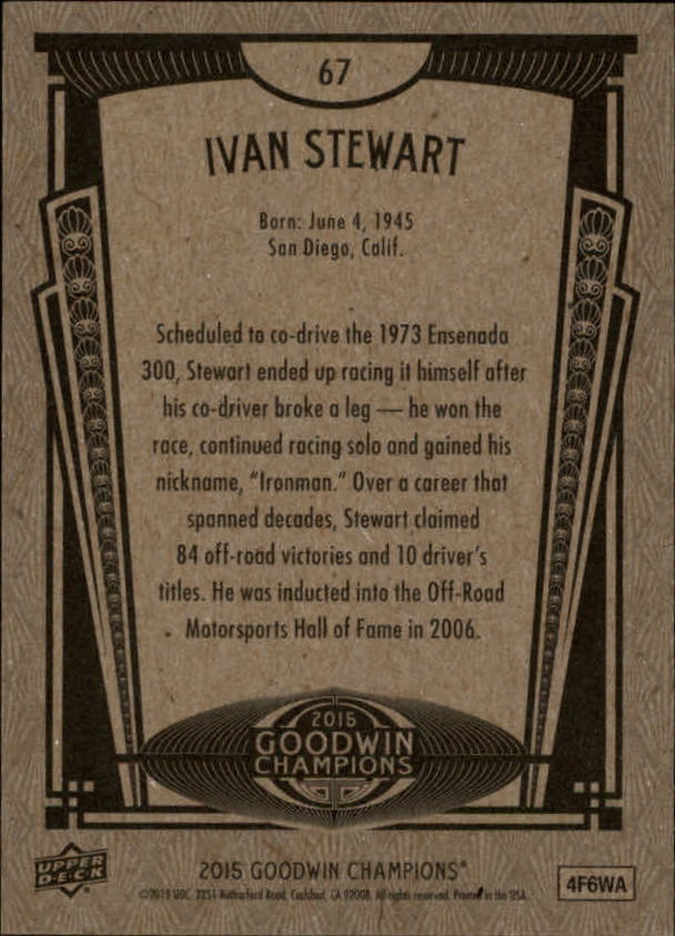 2015 Upper Deck Goodwin Champions #67 Ivan Stewart back image