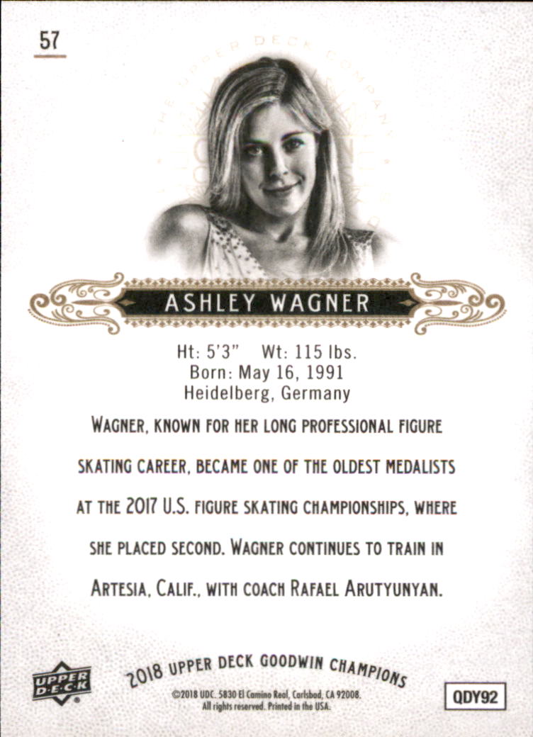 2018 Upper Deck Goodwin Champions #57 Ashley Wagner back image