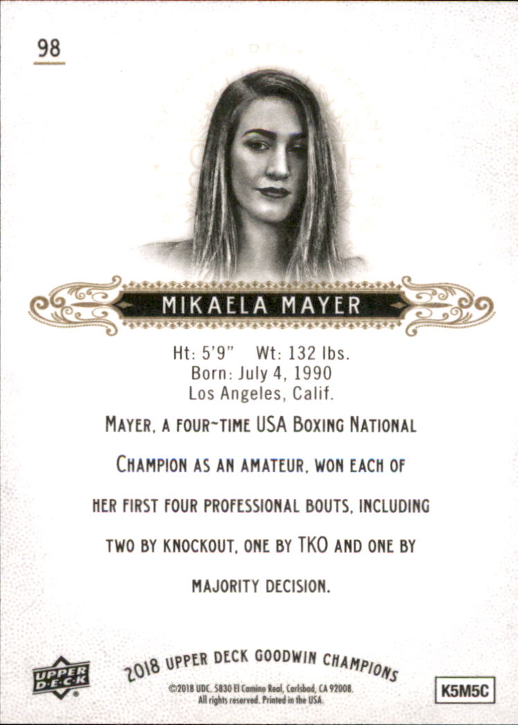 2018 Upper Deck Goodwin Champions #98 Mikaela Mayer back image