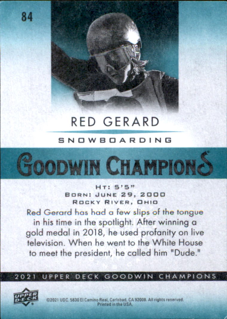 2021 Upper Deck Goodwin Champions #84 Red Gerard back image
