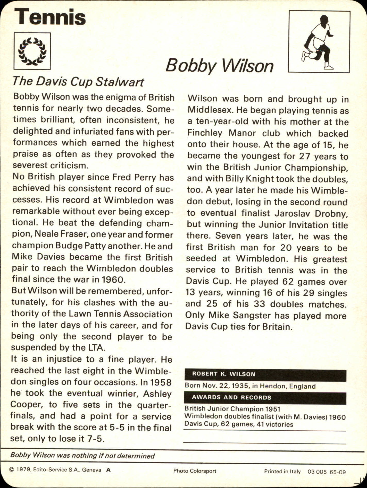1977-79 Sportscaster Series 65 #6509 Bobby Wilson back image