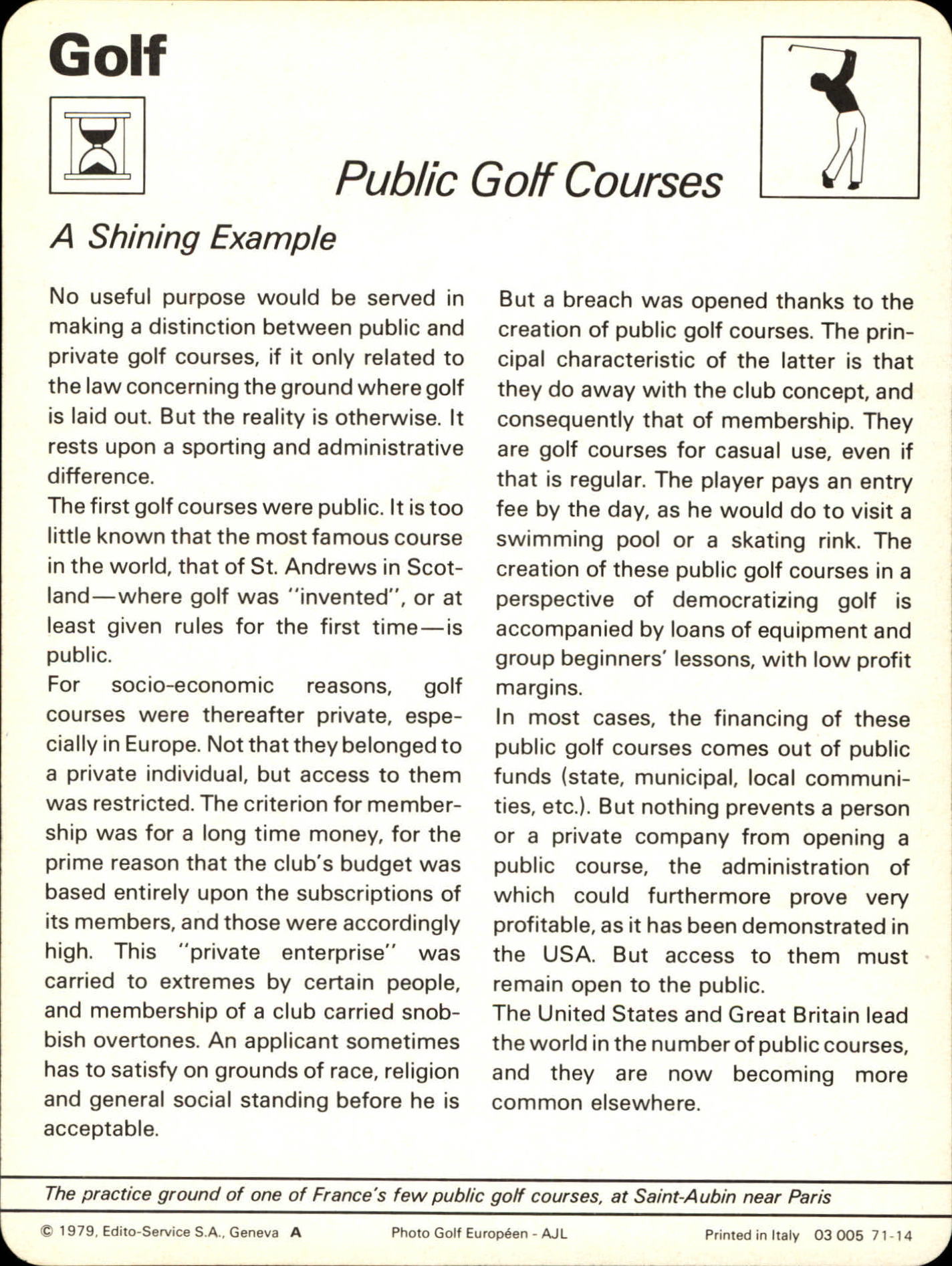 1977-79 Sportscaster Series 71 #7114 Public Golf back image