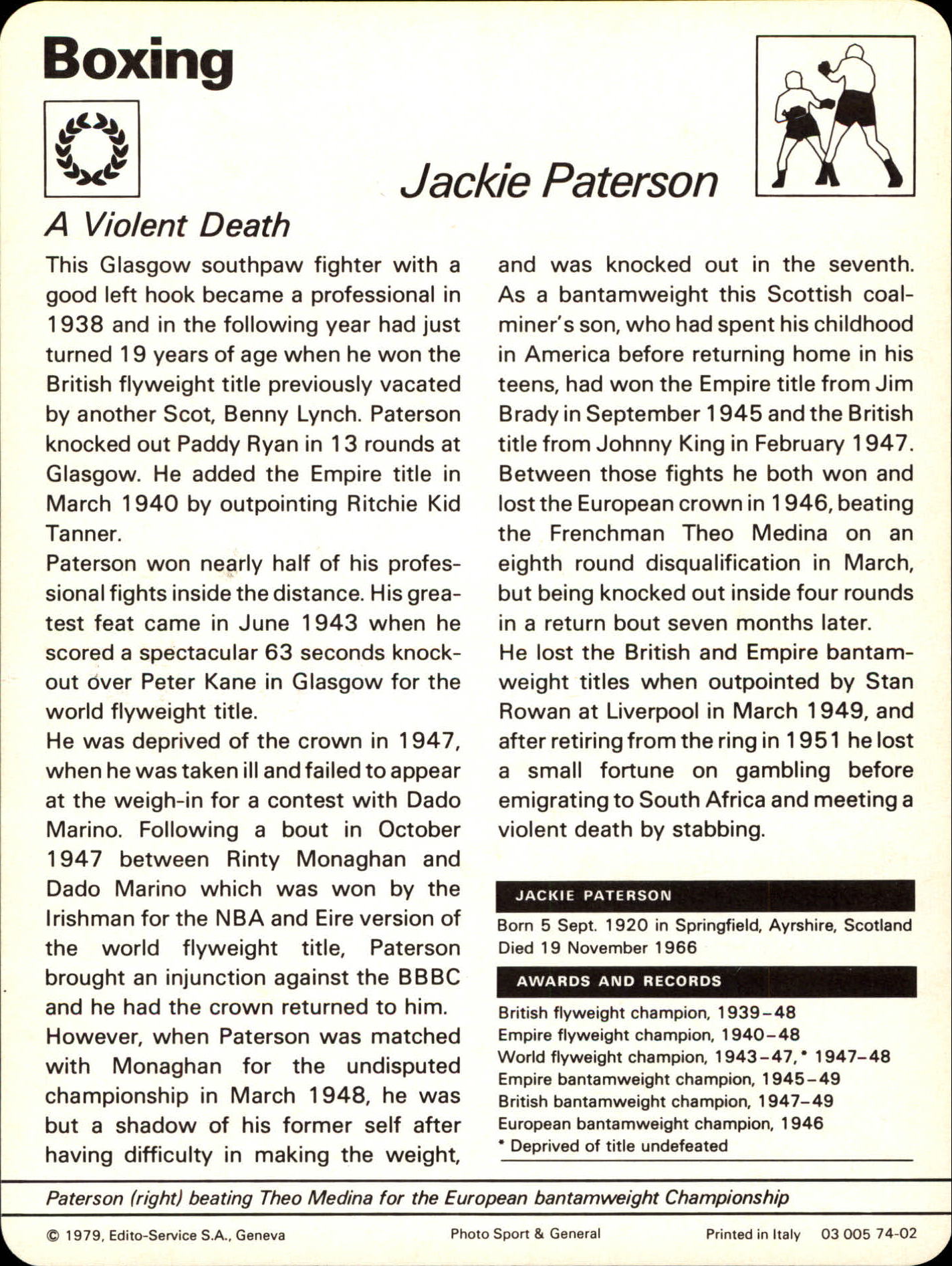 1977-79 Sportscaster Series 74 #7402 Jackie Paterson back image