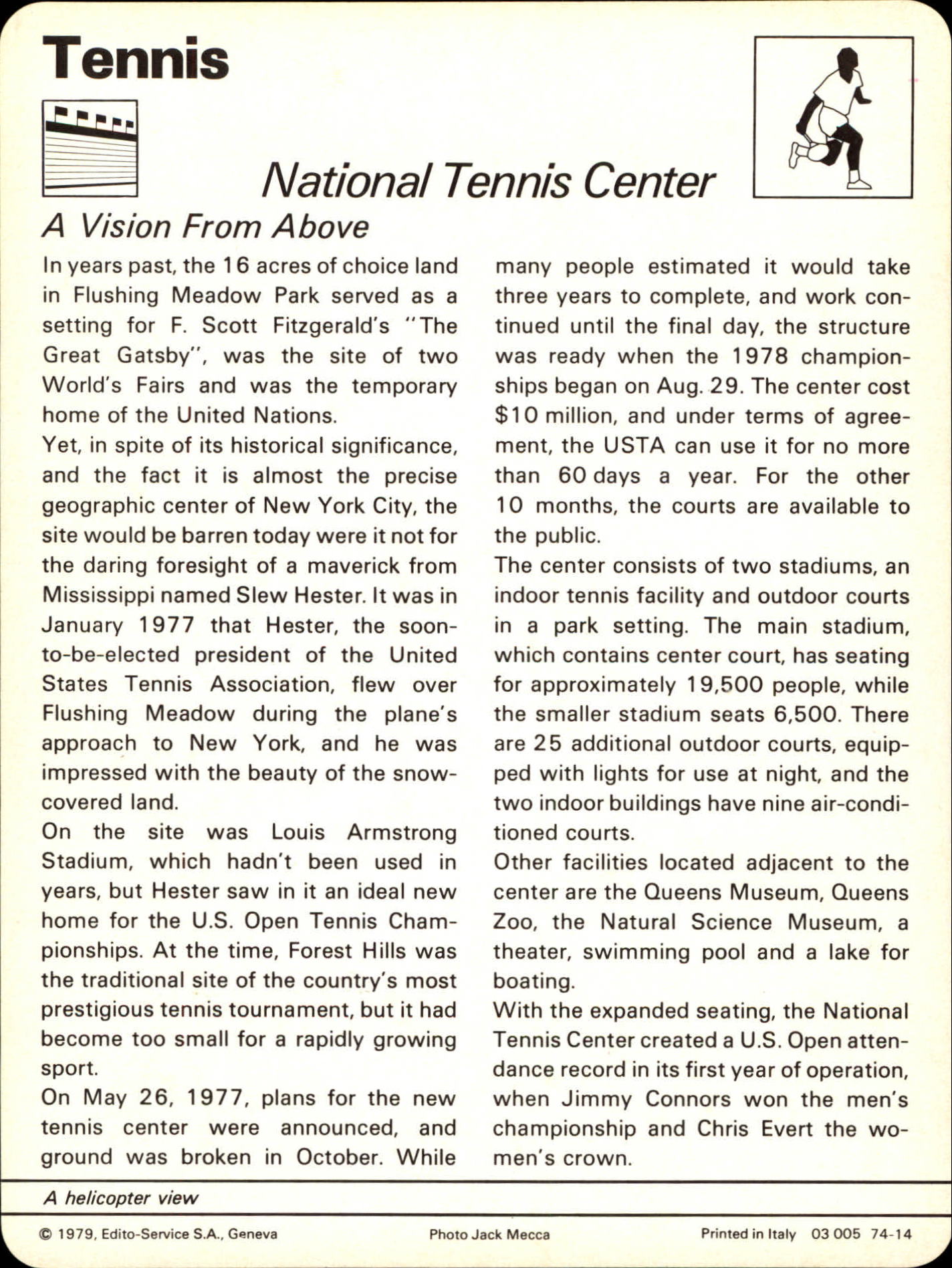 1977-79 Sportscaster Series 74 #7414 National Tennis back image