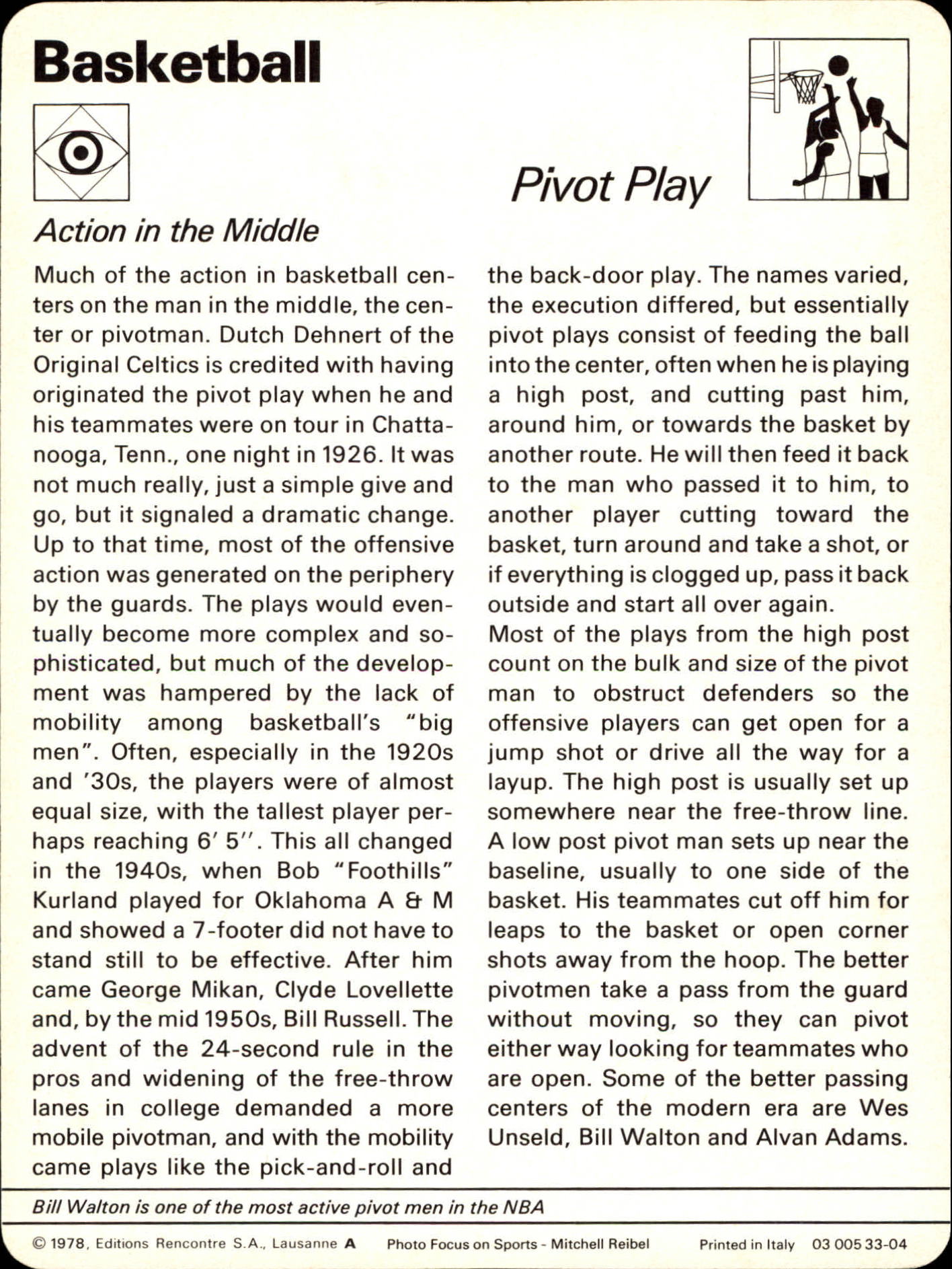 1977-79 Sportscaster Series 33 #3304 Pivot Play back image