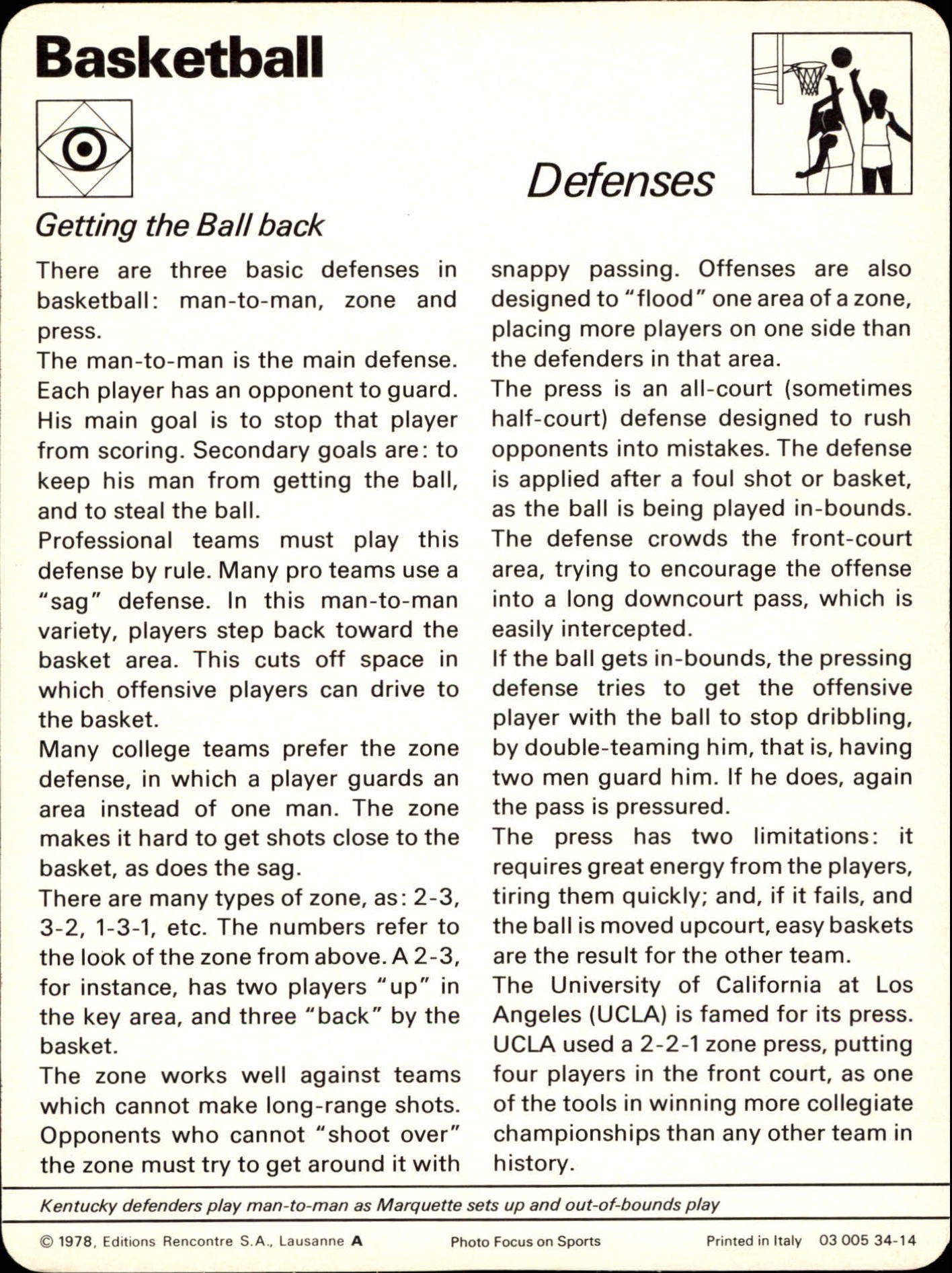 1977-79 Sportscaster Series 34 #3414 Defenses back image