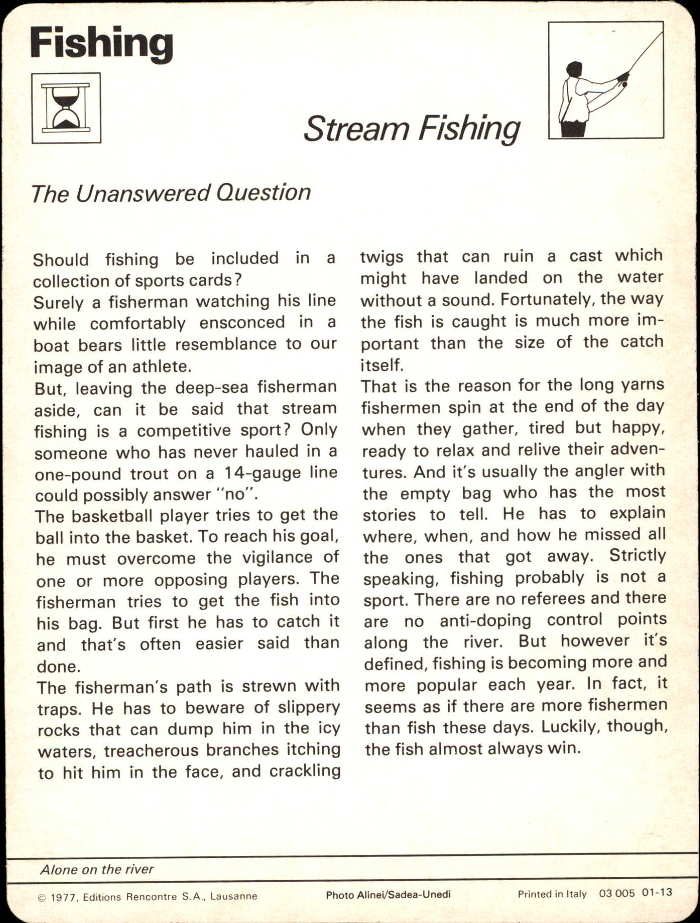 1977-79 Sportscaster Series 1 #113 Stream Fishing back image