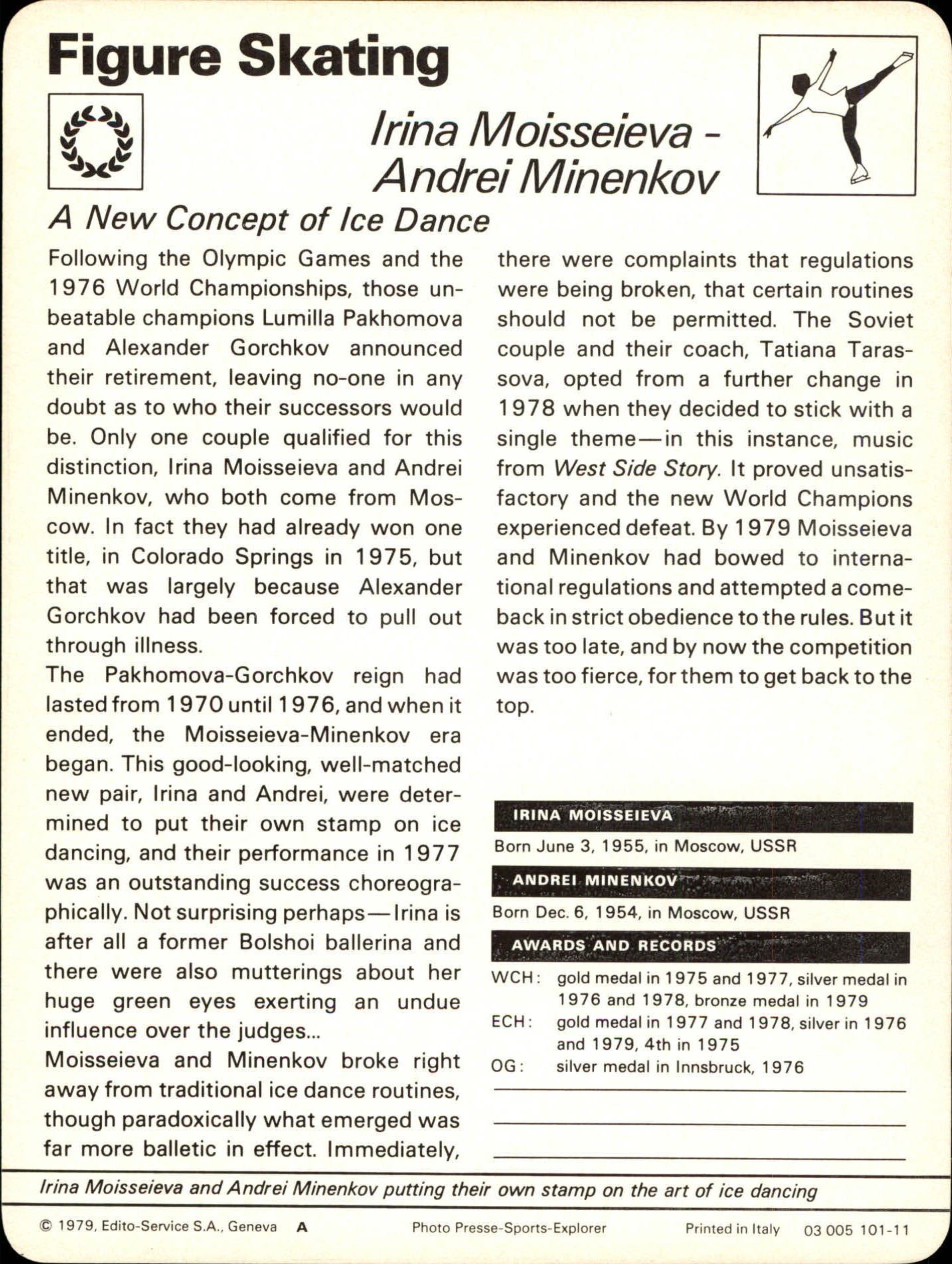 1977-79 Sportscaster Series 101 #10111 Irina Moisseieva back image