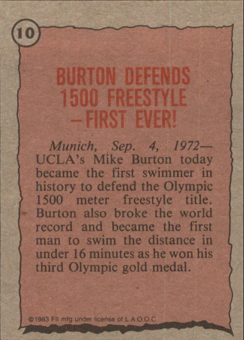 1983 Topps History's Greatest Olympians #10 Mike Burton back image