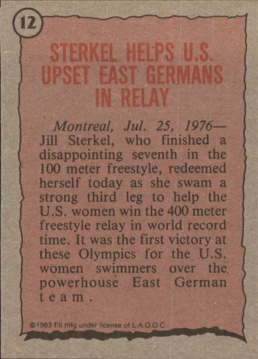 1983 Topps History's Greatest Olympians #12 Jill Sterkel back image