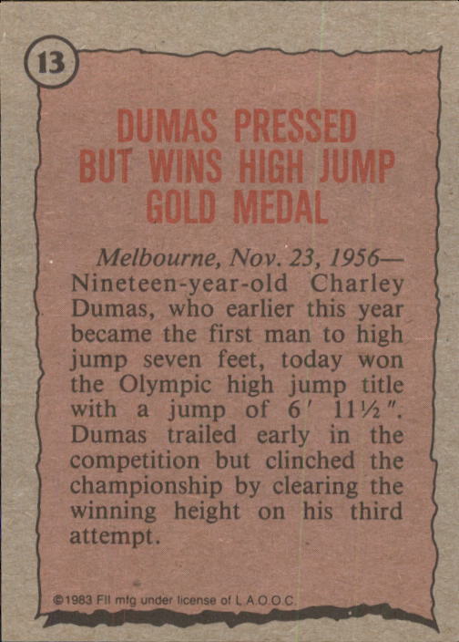 1983 Topps History's Greatest Olympians #13 Charles Dumas back image