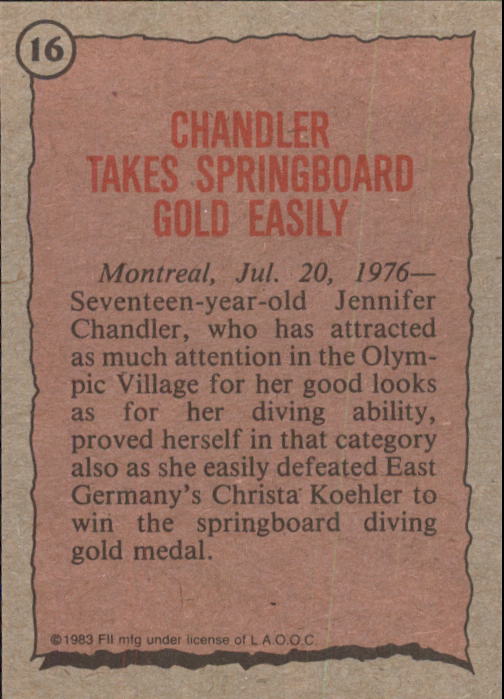 1983 Topps History's Greatest Olympians #16 Jennifer Chandler back image