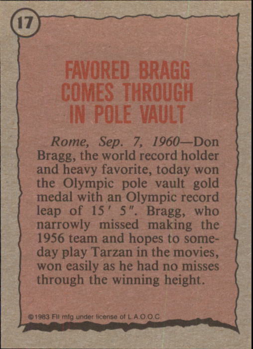 1983 Topps History's Greatest Olympians #17 Don Bragg back image