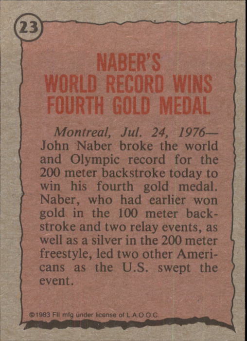 1983 Topps History's Greatest Olympians #23 John Naber back image