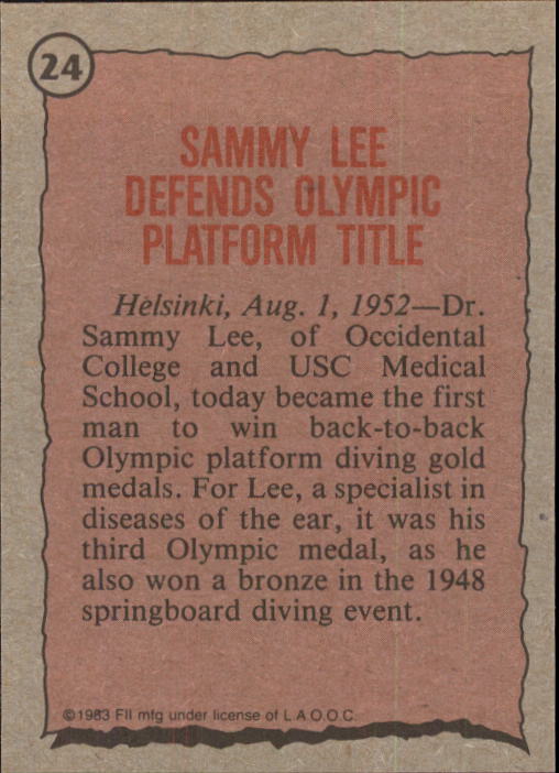1983 Topps History's Greatest Olympians #24 Sammy Lee back image