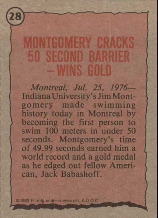 1983 Topps History's Greatest Olympians #28 Jim Montgomery back image