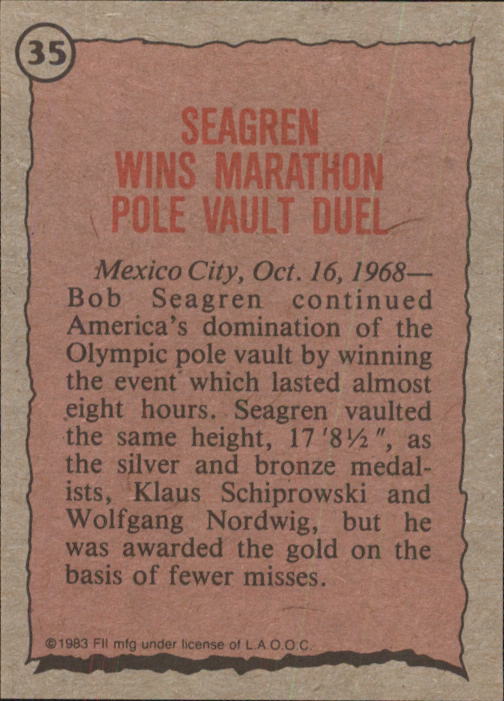 History's Greatest Olympians (1983 Topps) "Main Set" Cards #1 to #99 - Picture 65 of 183