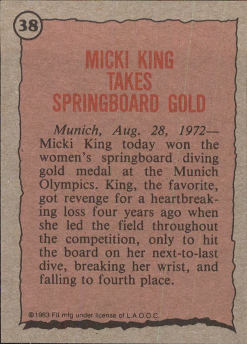1983 Topps History's Greatest Olympians #38 Micki King back image