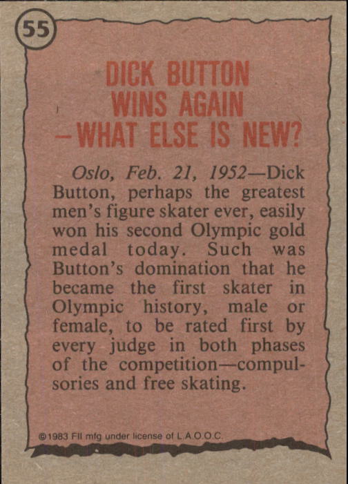 1983 Topps History's Greatest Olympians #55 Dick Button back image