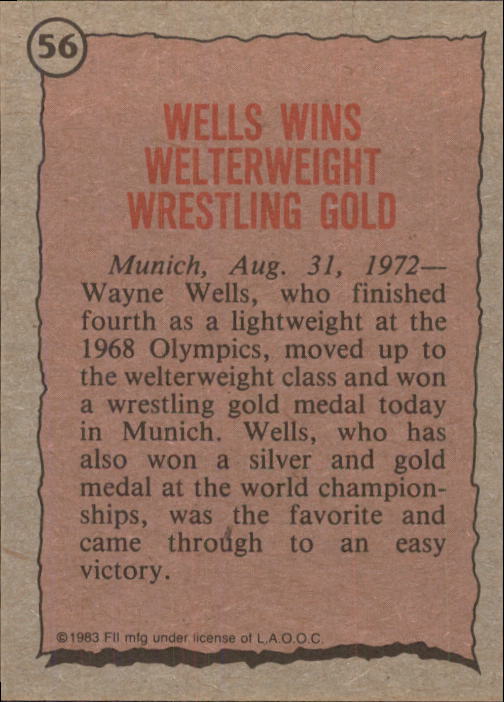 1983 Topps History's Greatest Olympians #56 Wayne Wells back image