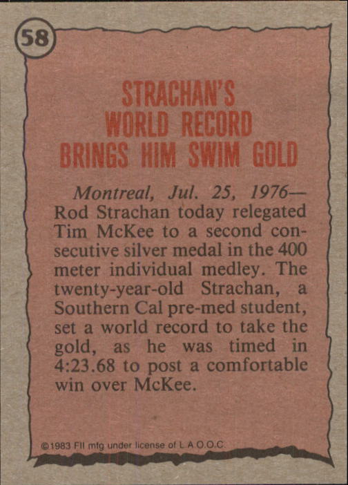 1983 Topps History's Greatest Olympians #58 Rod Strachan back image