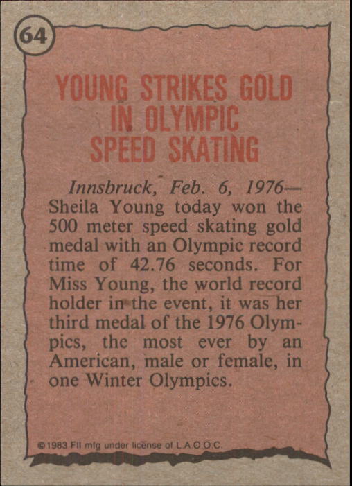 1983 Topps History's Greatest Olympians #64 Sheila Young back image