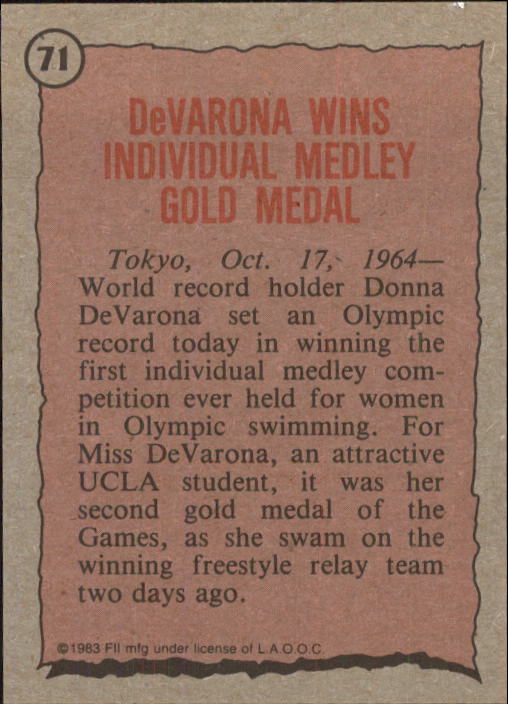 History's Greatest Olympians (1983 Topps) "Main Set" Cards #1 to #99 - Picture 131 of 183