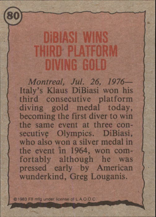 1983 Topps History's Greatest Olympians #80 Klaus DeBiasi back image