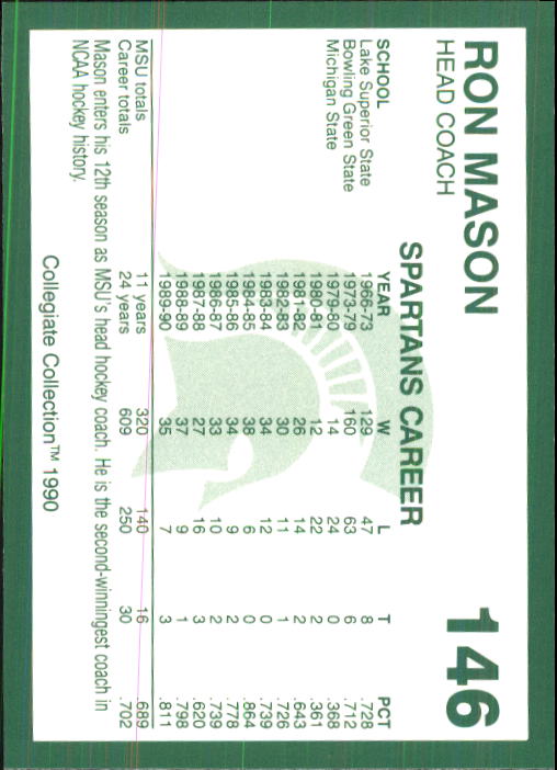1990-91 Michigan State Collegiate Collection 200 #146 Ron Mason CO back image
