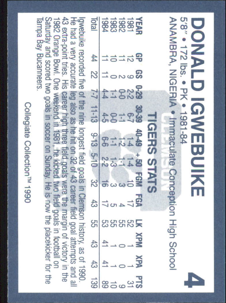 1990-91 Clemson Collegiate Collection (Pick Card From List) C85 08-24 - Picture 7 of 383