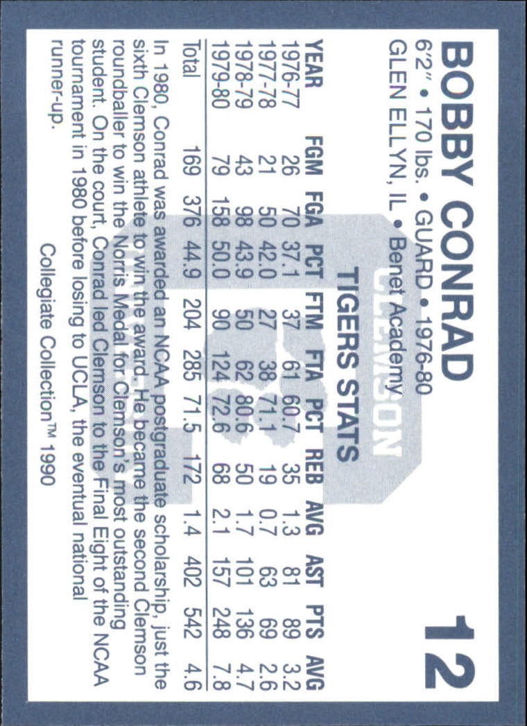 1990-91 Clemson Collegiate Collection (Pick Card From List) C85 08-24 - Picture 21 of 383