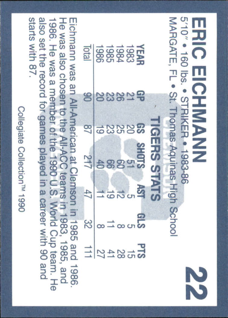 1990-91 Clemson Collegiate Collection #22 Eric Eichmann back image
