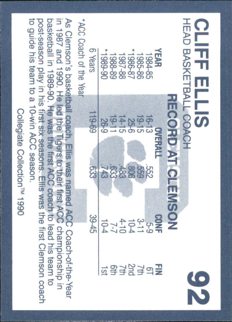 1990-91 Clemson Collegiate Collection (Pick Card From List) C85 08-24 - Picture 169 of 383