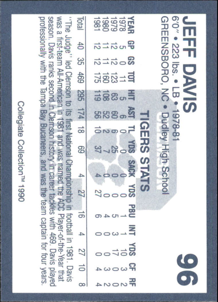 1990-91 Clemson Collegiate Collection (Pick Card From List) C85 08-24 - Picture 177 of 383