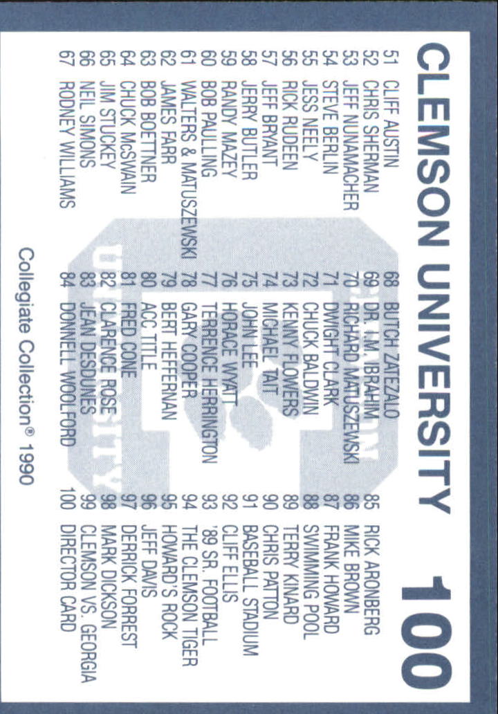 1990-91 Clemson Collegiate Collection (Pick Card From List) C85 08-24 - Picture 185 of 383