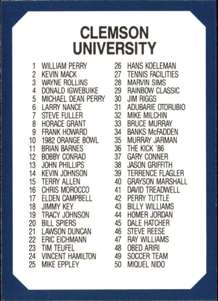 1990-91 Clemson Collegiate Collection (Pick Card From List) C85 08-24 - Picture 184 of 383